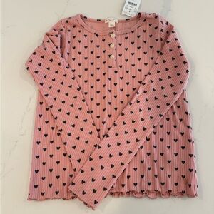 Crewcuts Pink Long Sleeve Shirt with Heart Pattern
